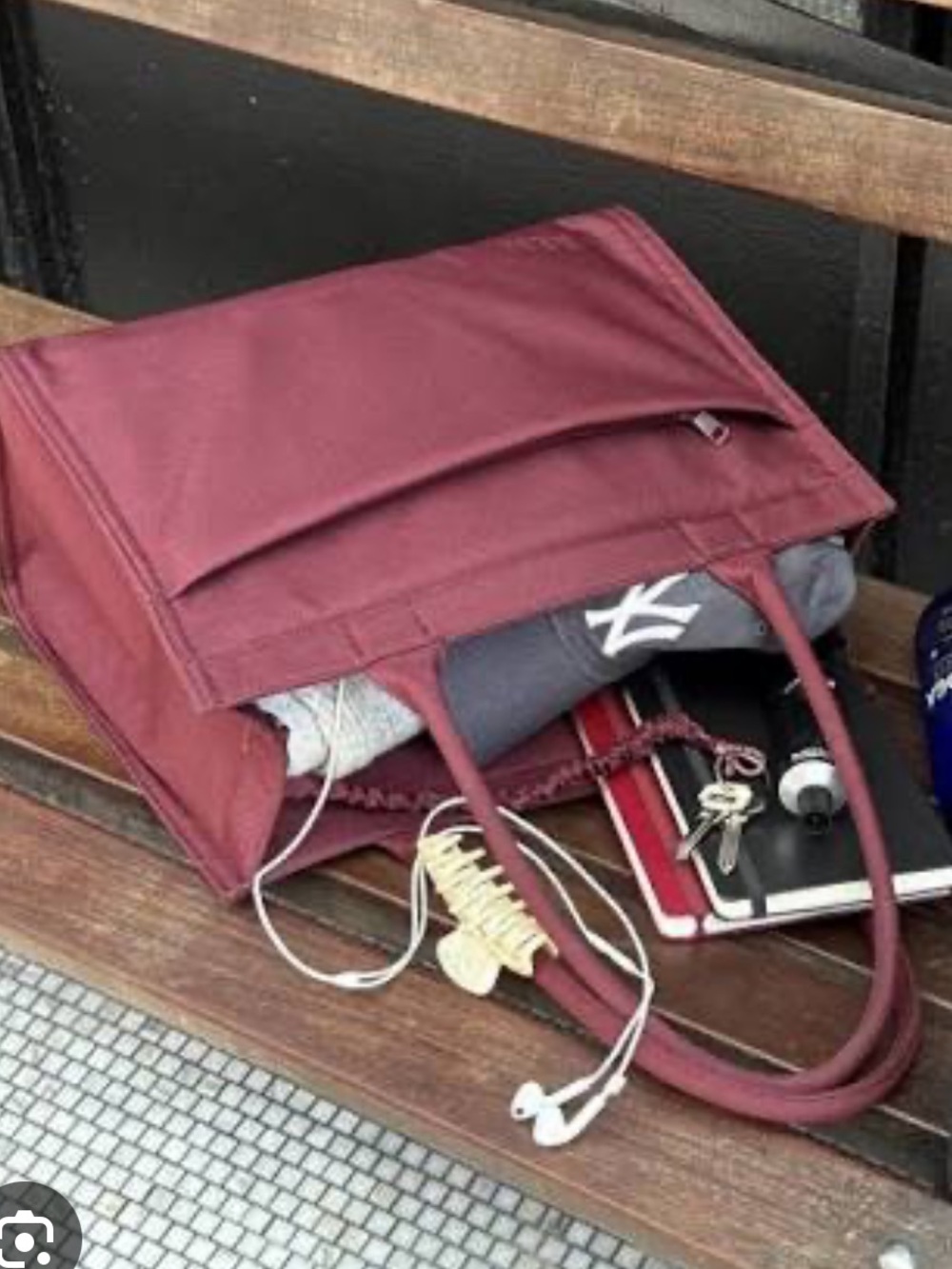 Beis Burgundy Book Tote - Picture 6 of 6